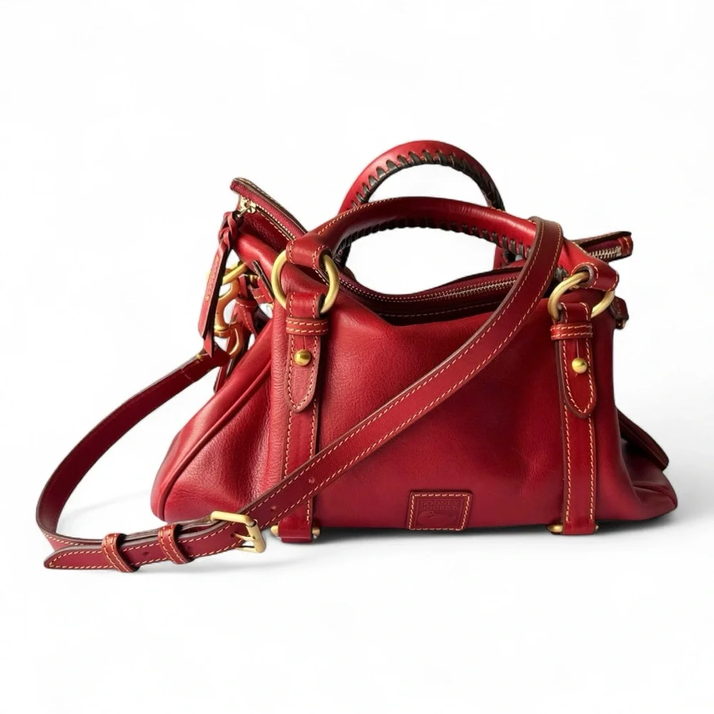 Dooney and Bourke Florentine Large Satchel Crossbody in Red Leather
